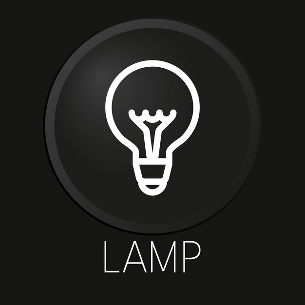 Lamp minimal vector line icon on 3D button isolated on black background Premium Vector