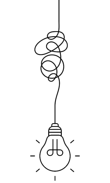 Vector lamp op verstrengelde elektrische draad op witte achtergrond