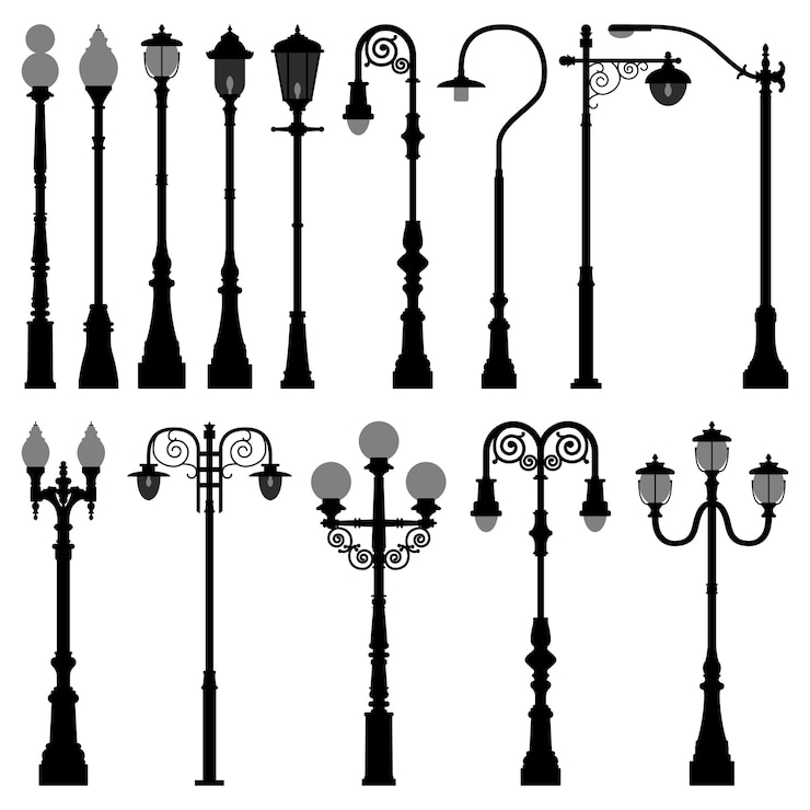 Vector lamp post lamppost street road light.