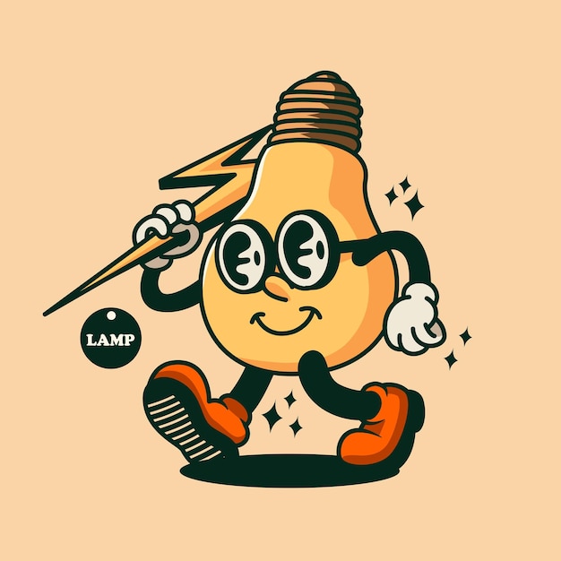 Vector lamp retro mascotte logo cartoon afbeelding