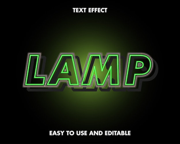 램프 텍스트 효과. 사용하기 쉽고 편집 가능합니다. 프리미엄 벡터 일러스트