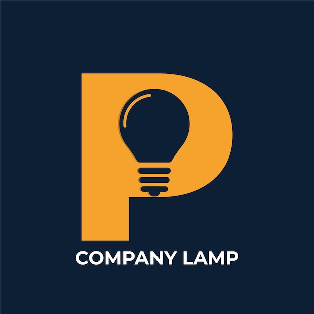 lamp vector logo and letter p