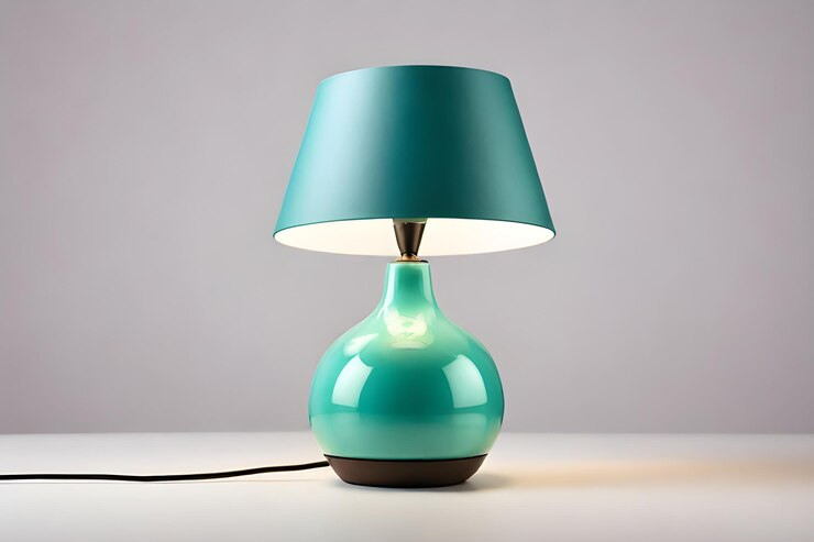 Vector a lamp with a green shade that says the name on it