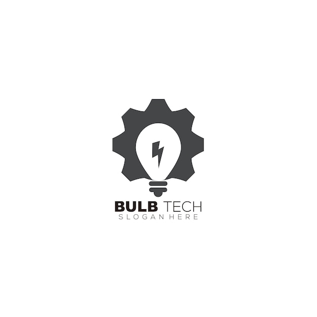 Lampenergie met gear tech illustratie logo vector