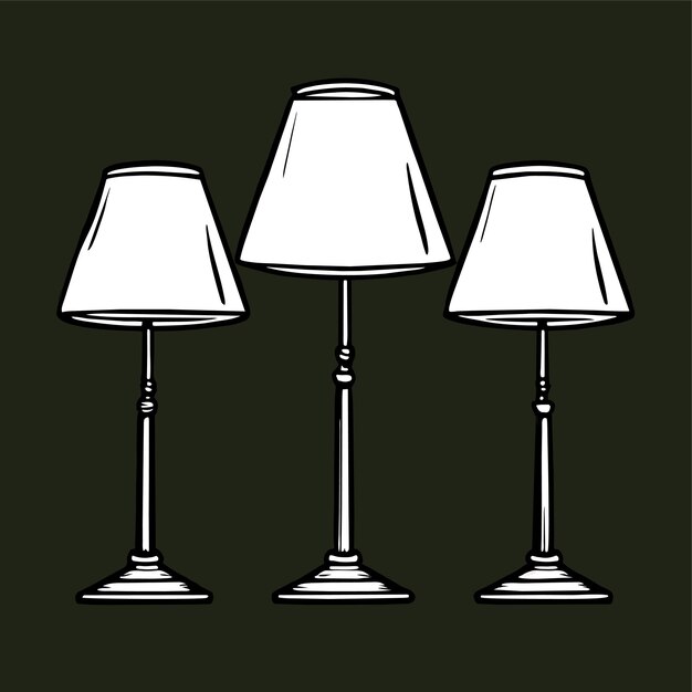 Vector lampshades on long stands vector illustration