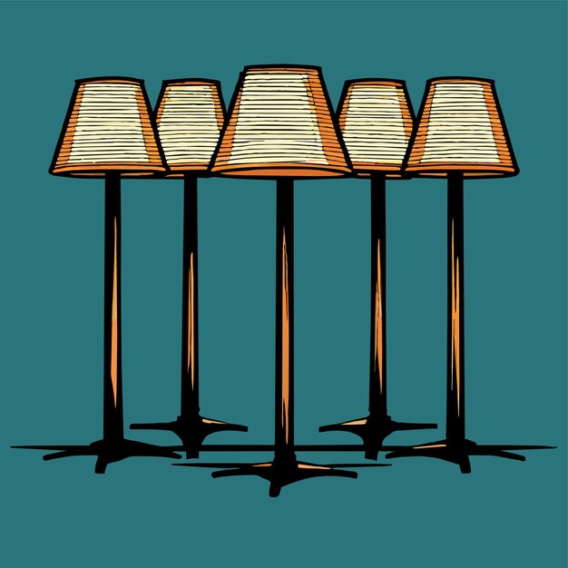 Lampshades on long stands vector illustration