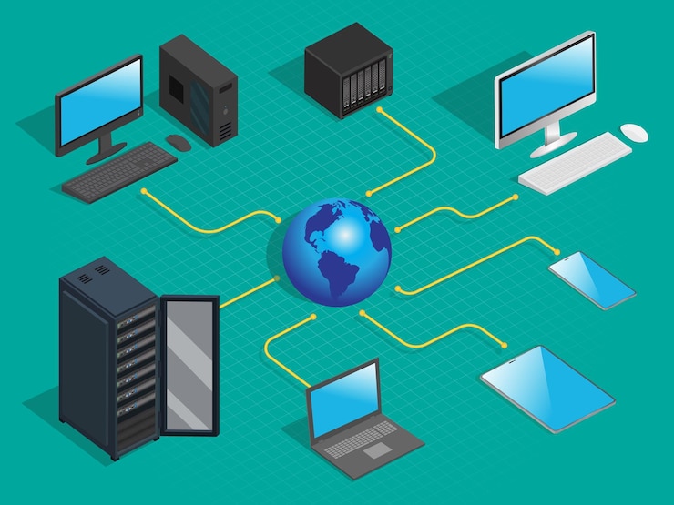 Vector lan 네트워크 3d 다이어그램 터 일러스트 인터넷 개념