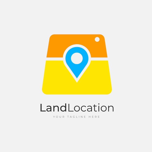 Vector land mark location logo design concept with 3d view of land and location icon