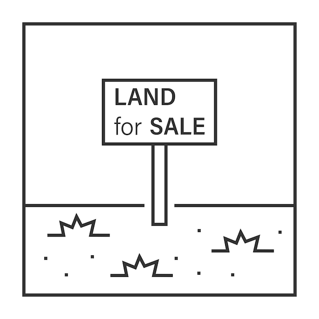 Земля для продажи векторная икона Этот участок земли для продажи, аренда, покупка и инвестиции в рост, прибыль, богатство и стоимость