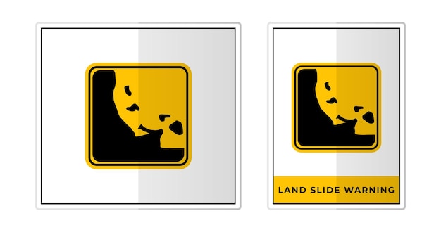 Land slide warning sign label symbol icon vector illustration