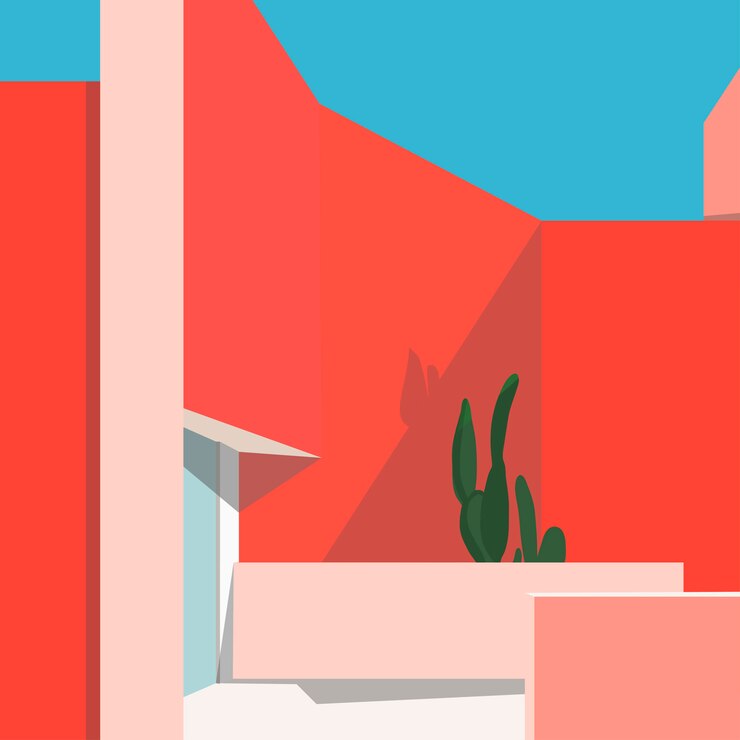 Vector land wall patio