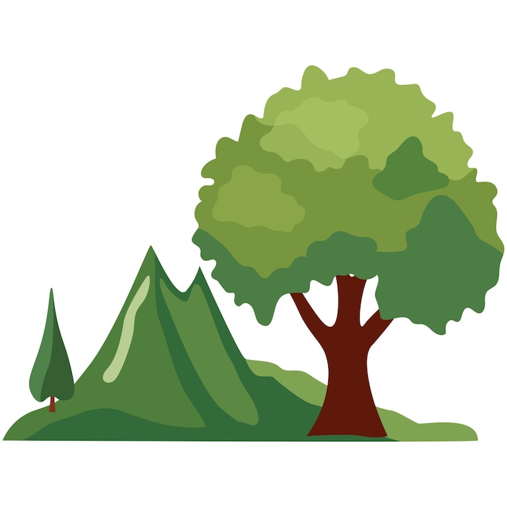 Vector land wooden house vector retro background illustration