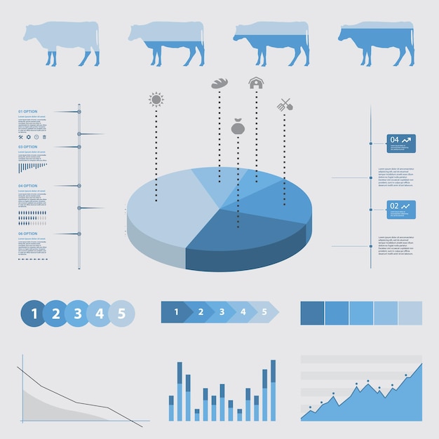 Landbouw infographic elementen, op witte achtergrond