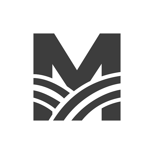 Landbouw Logo op letter M Concept Boerderij Logo gebaseerd op alfabet voor bakkerij brood gebak Huisindustrie Bedrijfsidentiteit