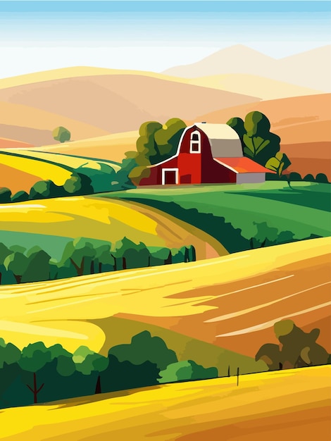 Landbouw natuur en landbouw oogst veld bomen en lege verticale poster vector illustratie