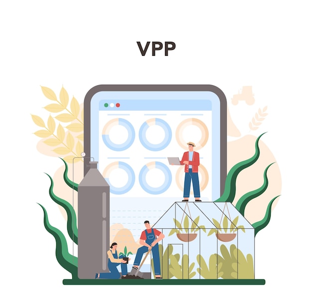 Vector landbouw online service of platform landbouw voedselteelt en -productie dorpsboodschappen oogsten vpp geïsoleerde vlakke afbeelding