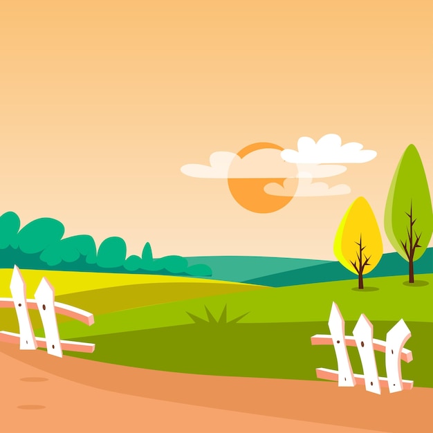 Landbouw veld zonnig landelijk landschap vector illustratie webdesign