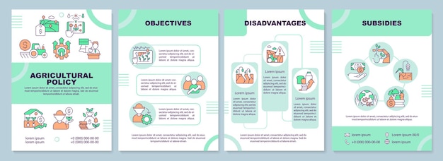 Vector landbouwbeleid groene brochure sjabloon