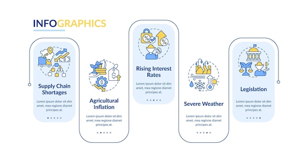 Landbouweconomie problemen rechthoek infographic sjabloon