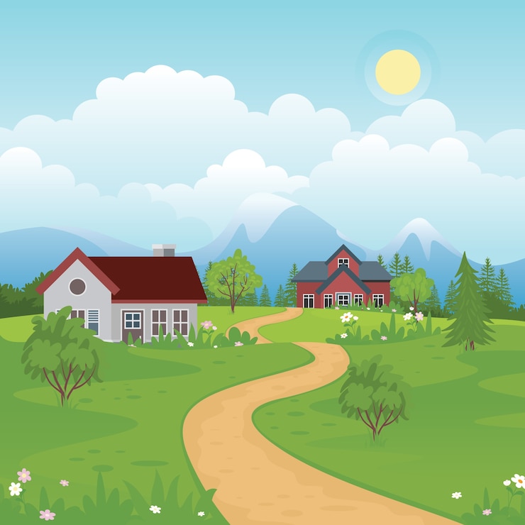 Vector landelijke landschap illustratie