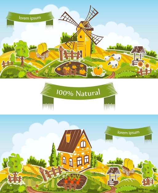 Landelijke landschappen vector illustratie