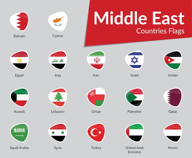 Landen van het Midden-Oosten vlag icoon collectie