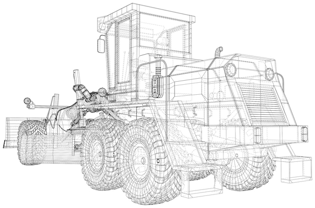 Landgrader illustratie vector Wireframe lijn geïsoleerd Vector weergave van 3d