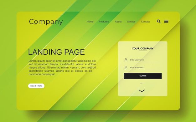 Vector landing page abstract background green color gradients