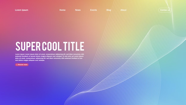 Landing page abstract design. template for website or app. colorful abstract minimal wave