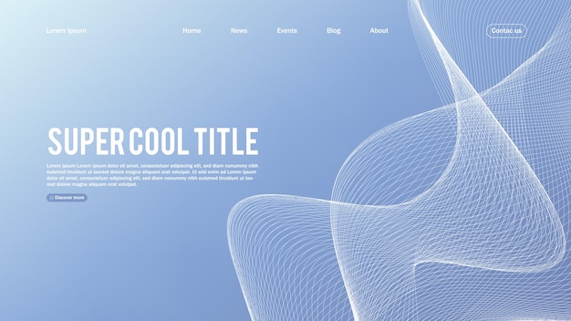 Landing page abstract design. Template for website or app. Colorful abstract minimal wave.