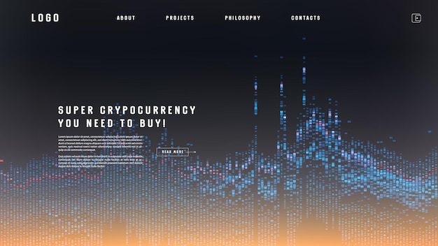 Landing page abstract design with big data Template for website or app