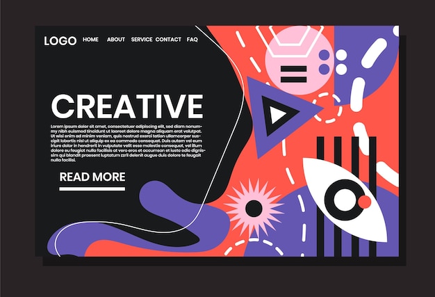 Vector landing page abstract geometric background design