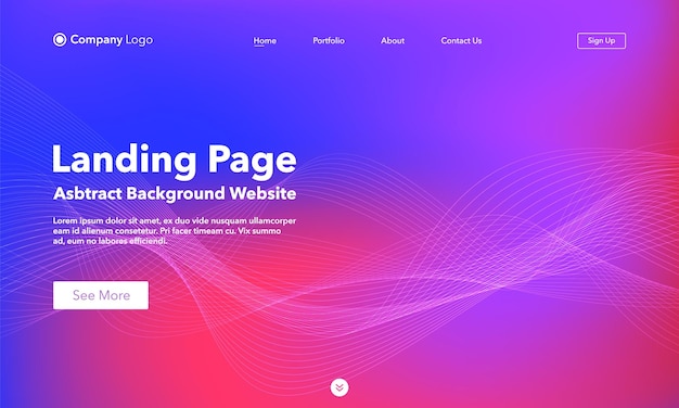 Landing page. abstract wave background website