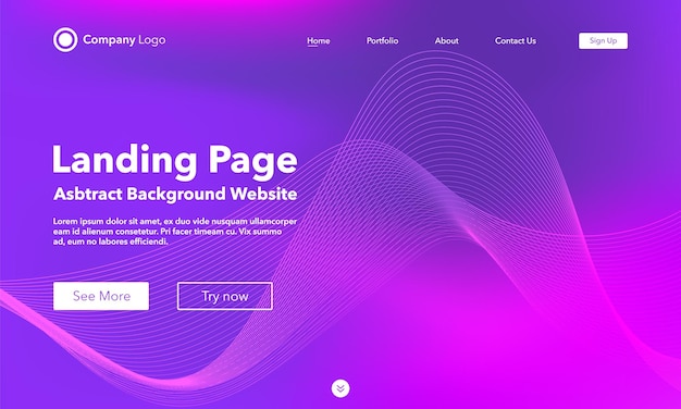 Landing page. abstract wave background website
