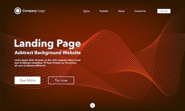 Landing Page. Abstract wave background website.