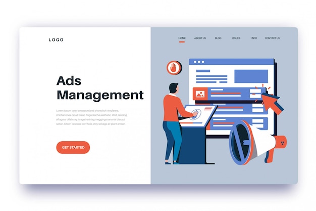 Landing page ads management