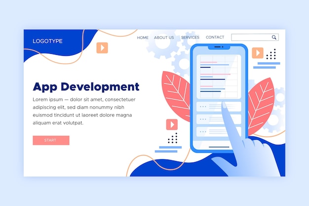 Landing page for application development on smartphone