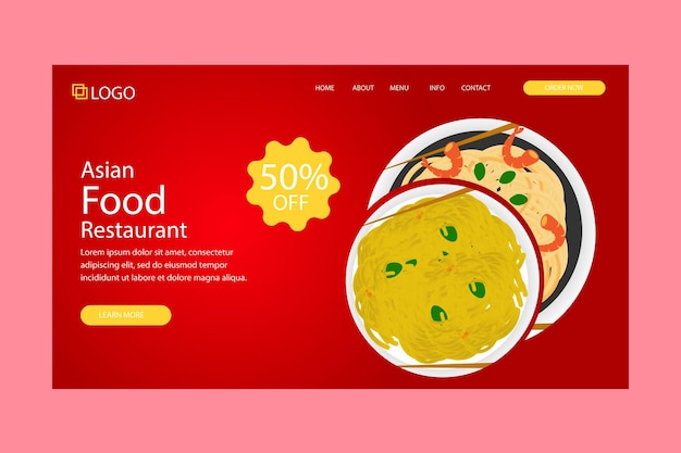 Landing page for Asian food restaurant