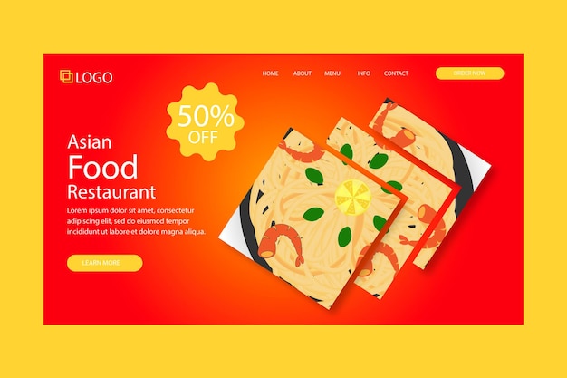 Landing page for Asian food restaurant