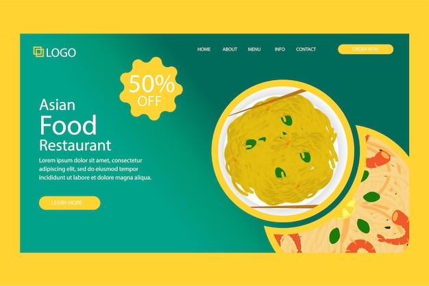 Landing page for Asian food restaurant