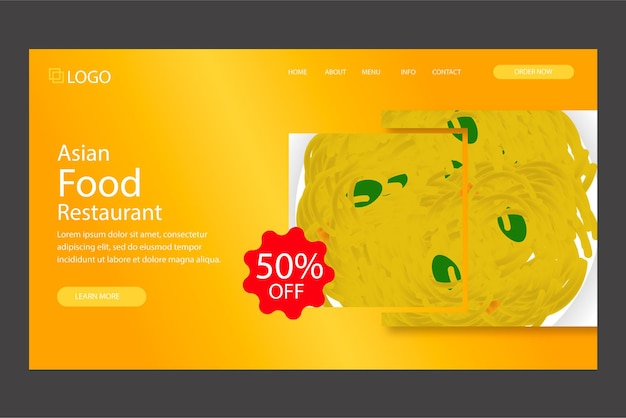 Landing page for Asian food restaurant