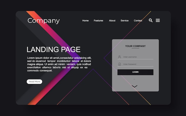 Landing page background black and modern colorful