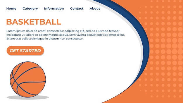 Vector landing page banner template basketball realistic 3d illustration sport interface concept