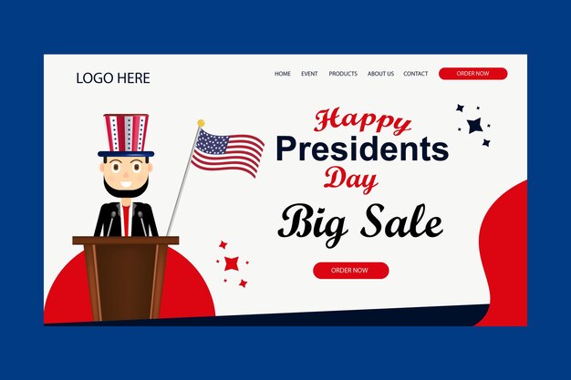 Landing page for Big sale in Presidents Day