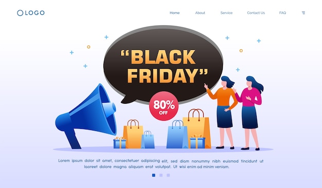 Vector landing page black friday sale