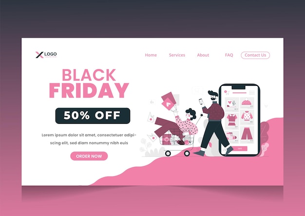 Landing page of black friday super sales design template