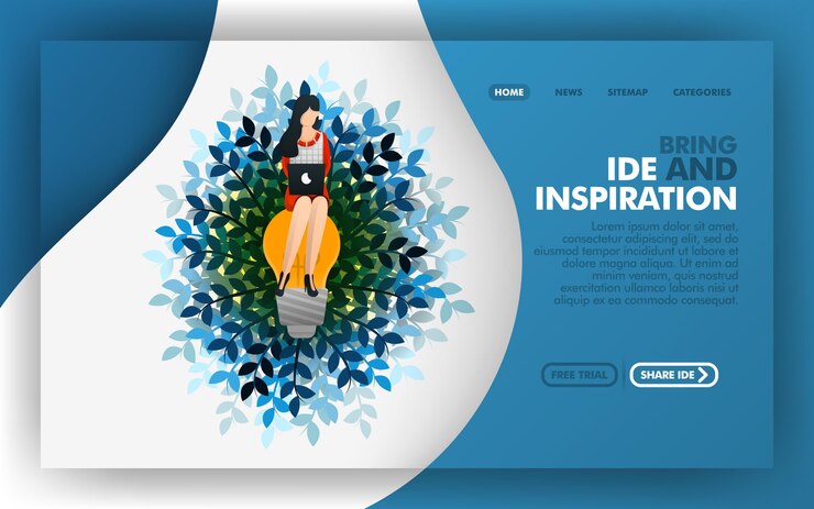 वेक्टर landing page of bring inspiration and ideas