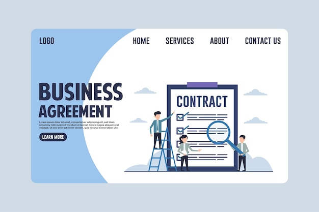 Landing Page Business Agreement Design Concept Illustratie