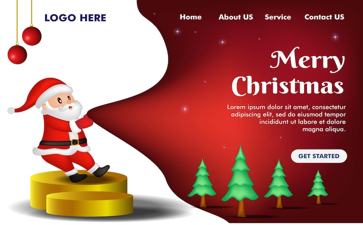 वेक्टर landing page for christmas with santa clause
