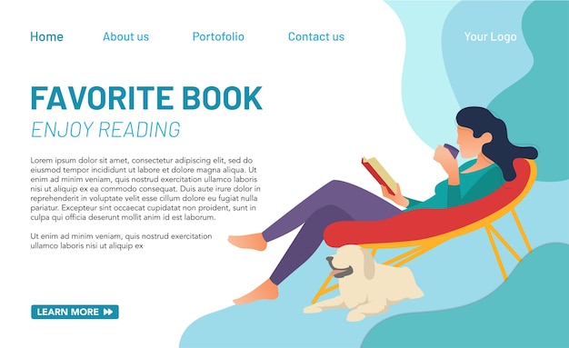 Vector landing page concept about the hobby of reading books. the concept in the world of education for web